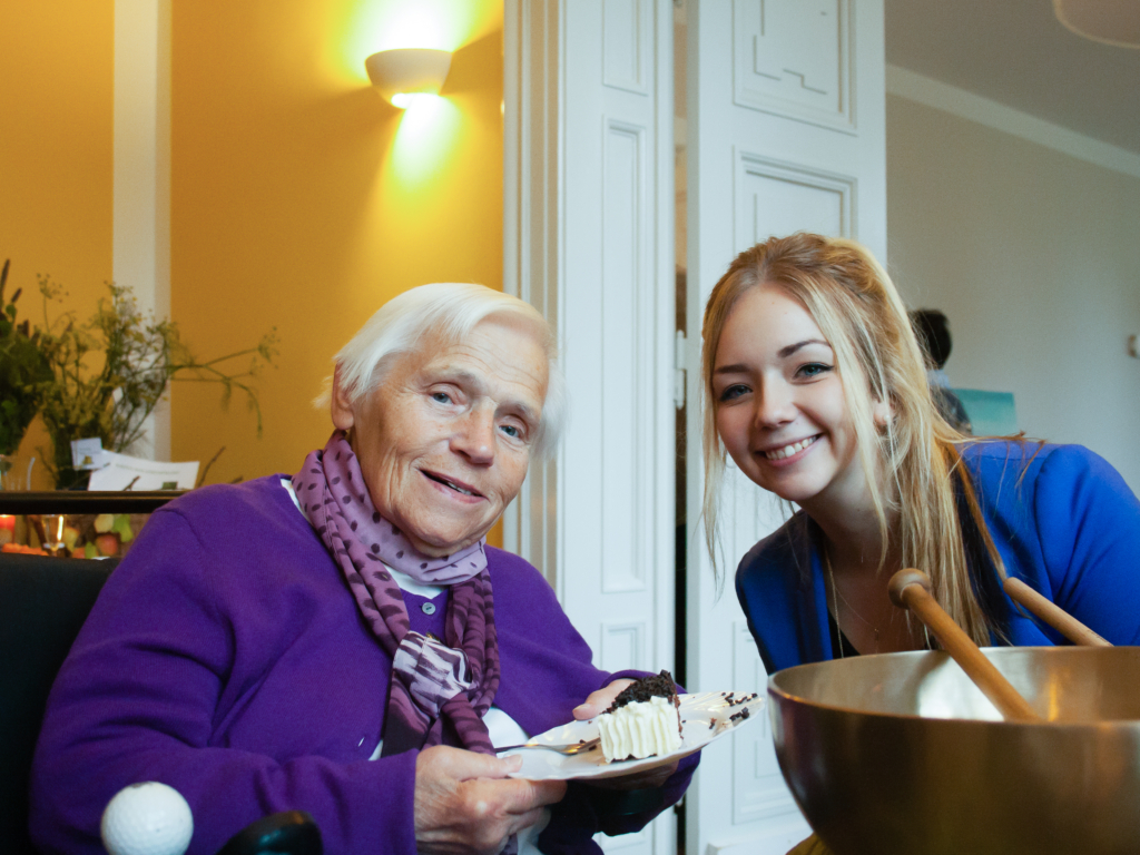 Pflegefachkraft mit Gast